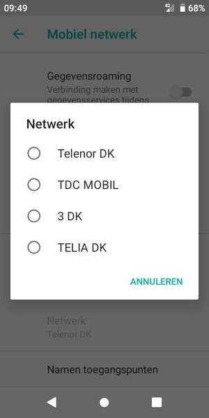 Selecteer een netwerkoperator uit de lijst
