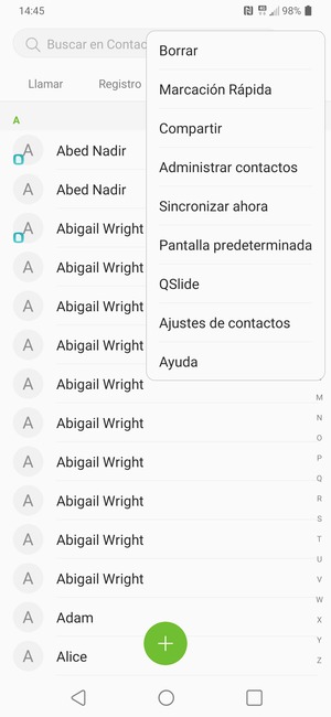 Seleccione Administrar contactos