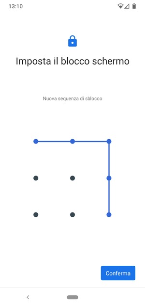Disegna nuovamente la sequenza di sblocco e seleziona Conferma