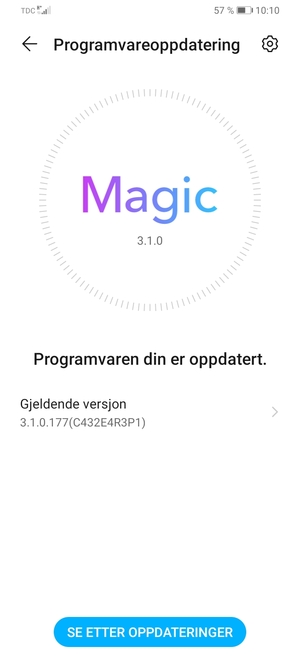 Hvis telefonen din er oppdatert, vil du se følgende skjermbilde