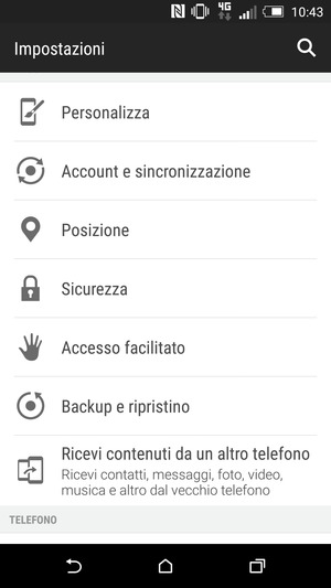 Scorri e seleziona Account e sincronizzazione