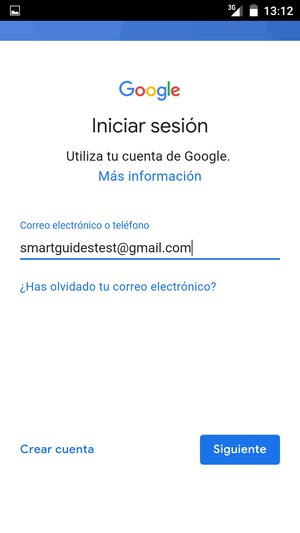 Introduzca su dirección de Gmail y seleccione Siguiente