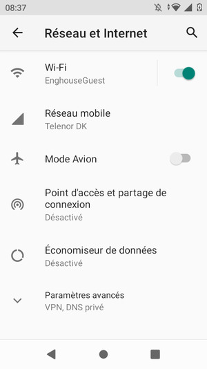 Sélectionnez Point d'accès et partage de connexion