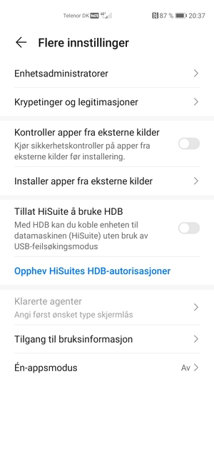 Velg Krypteringer og legitimasjoner