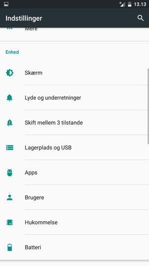 Scroll til og vælg Batteri
