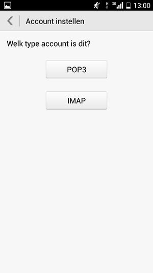 Selecteer POP3 of IMAP