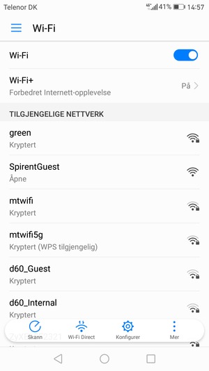 Velg det trådløse nettverket du vil koble til