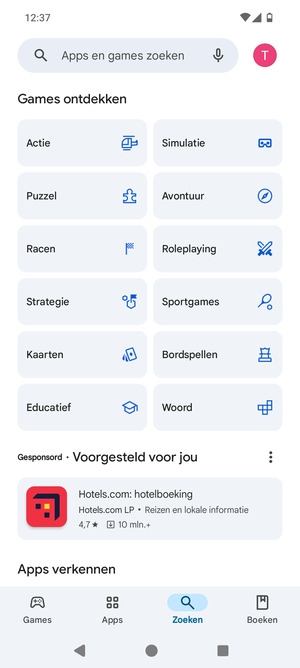 Selecteer de zoekbalk