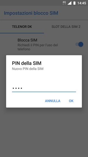 Inserisci Nuovo PIN della SIM e seleziona OK