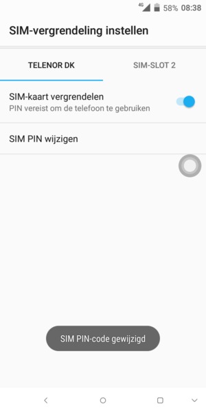 Uw SIM PIN is gewijzigd