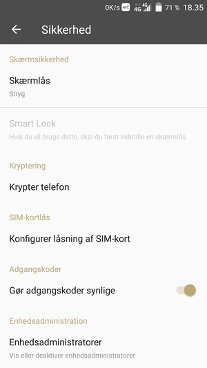 Vælg Konfigurer låsning af SIM-kort