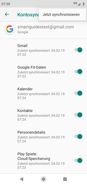 Wählen Sie Jetzt synchronisieren