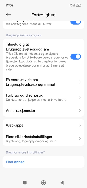 Scroll til og vælg Flere sikkerhedsindstillinger