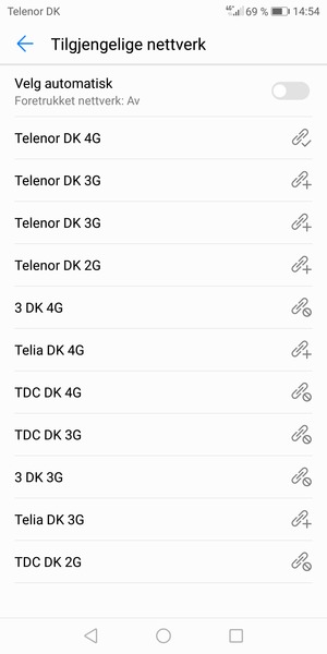Velg en nettverksoperatør fra listen