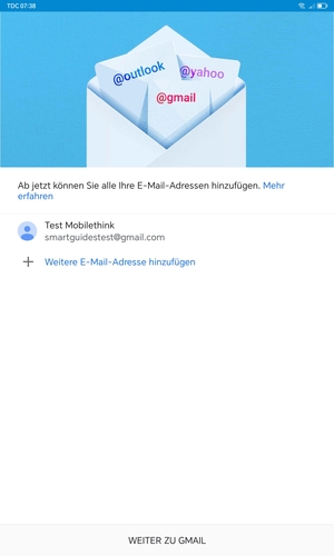Wählen Sie WEITER ZU GMAIL