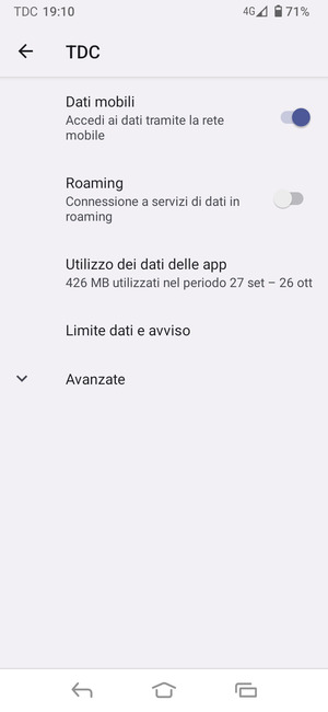 Per modificare la rete, in presenza di problemi, seleziona Avanzate