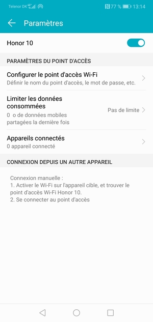 Votre téléphone est maintenant configuré pour être utilisé comme modem