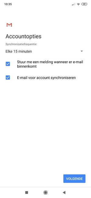 Selecteer VOLGENDE