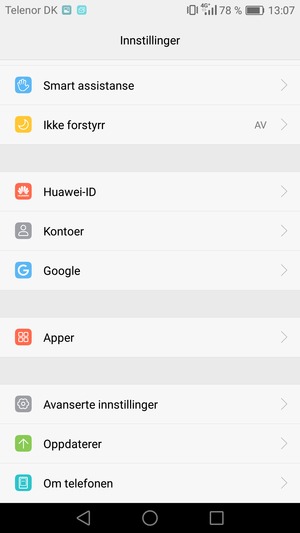 Bla til og velg Kontoer