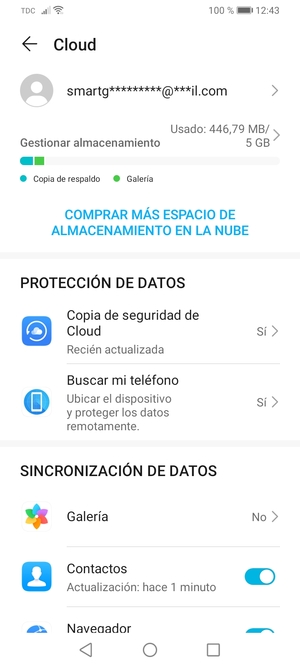 Seleccione Copia de seguridad de Cloud
