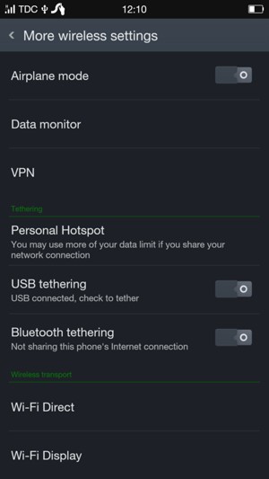 Select Personal Hotspot