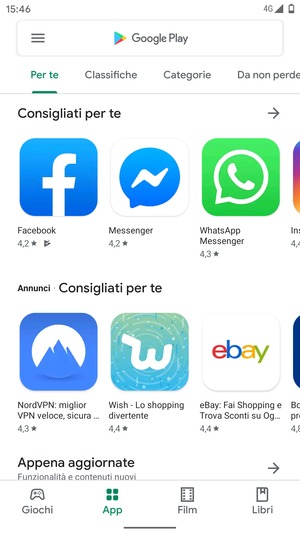 Seleziona la barra di ricerca