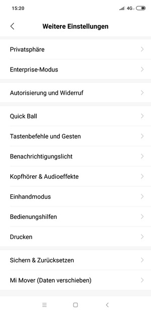 Wählen Sie Sichern & Zurücksetzen