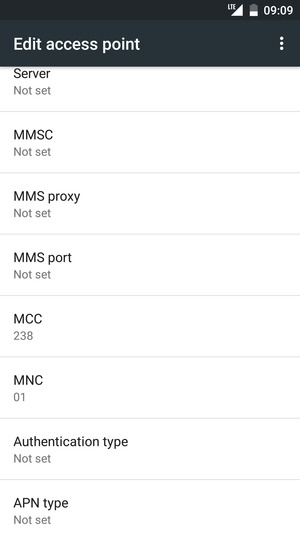 Scroll down and enter MMS information