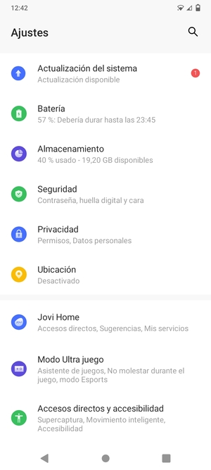 Desplácese y seleccione Seguridad