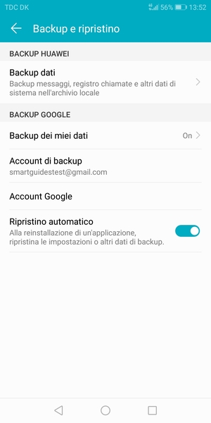 Seleziona Account di backup