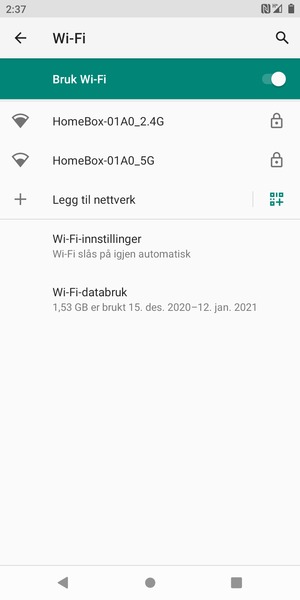Velg det trådløse nettverket du vil koble til