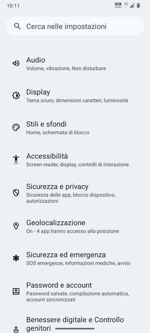 Scorri e seleziona Sicurezza e privacy
