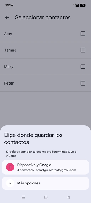 Seleccione Dispositivo y Google