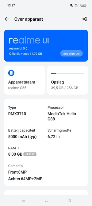 Selecteer realme UI