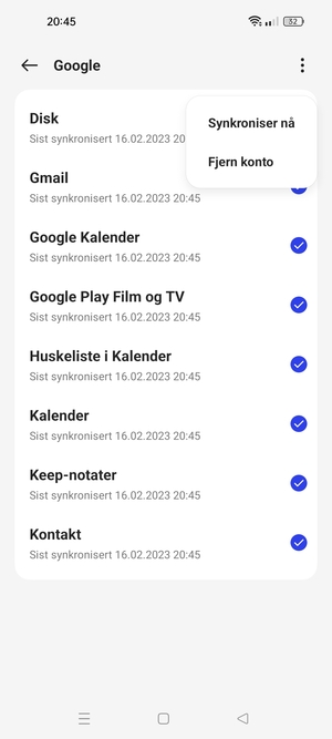 Velg Synkroniser nå