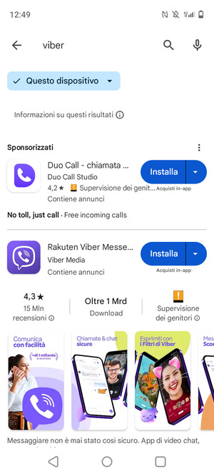 Seleziona l'applicazione