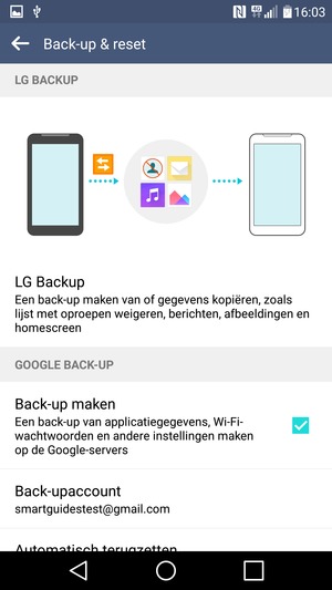 Selecteer Back-upaccount
