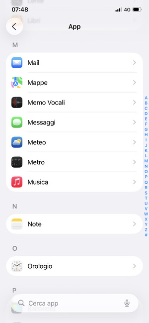 Scorri e seleziona Mail