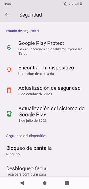 Seleccione Bloqueo de pantalla