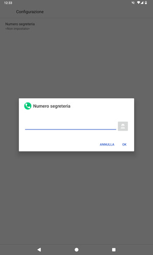 Inserisci Numero segreteria e seleziona OK