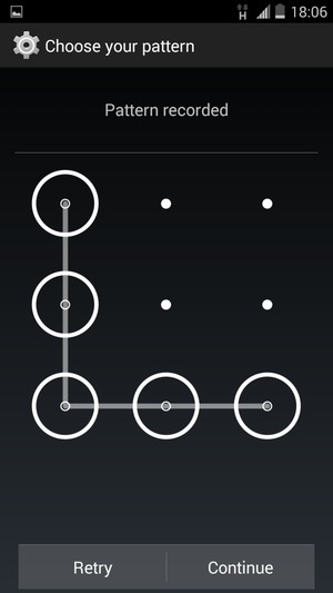 Draw an unlock pattern and select Continue