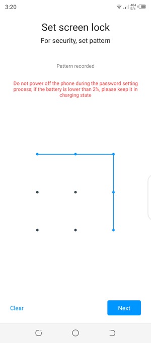 Draw an unlock pattern and select Next