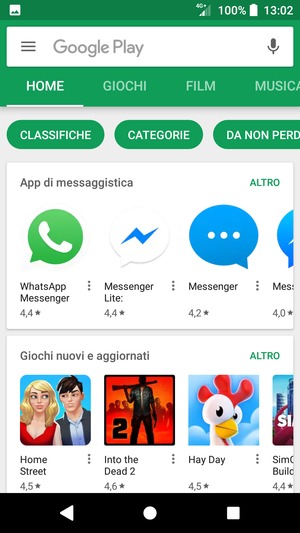 Seleziona la barra di ricerca