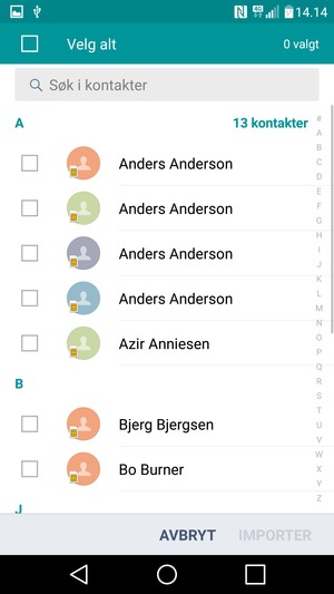 Kryss av i Velg alt avkrysningsboksen