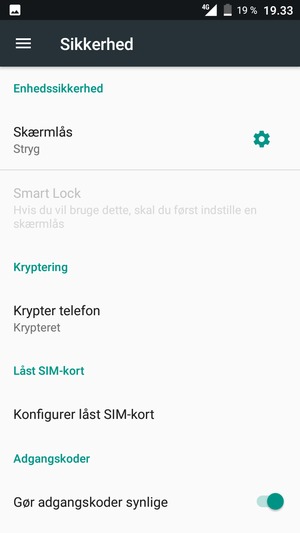 Vælg Skærmlås