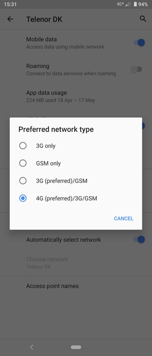 Select your preferred option