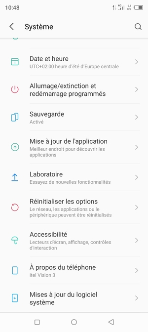 Faites défiler et sélectionnez Mises à jour du logiciel système