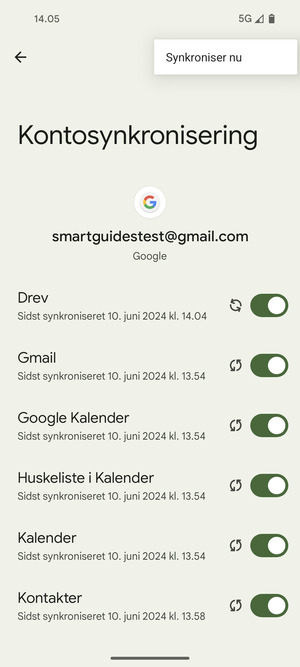 Vælg Synkroniser nu