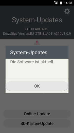 Falls Ihr Handy aktualisiert ist, wählen Sie OK