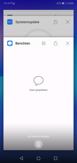 Selecteer het Verwijderen-pictogram om alle actieve apps te sluiten